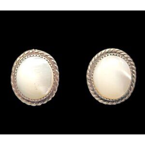 Sterling Moonstone Stud Clip On Earrings 925 Silver Gemstone Cabachon